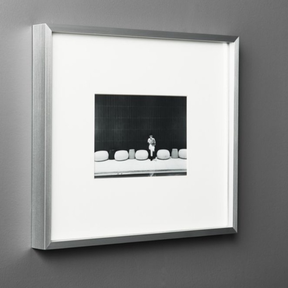 CB2 gallery frame brushed silver white matte for 8x10 photo